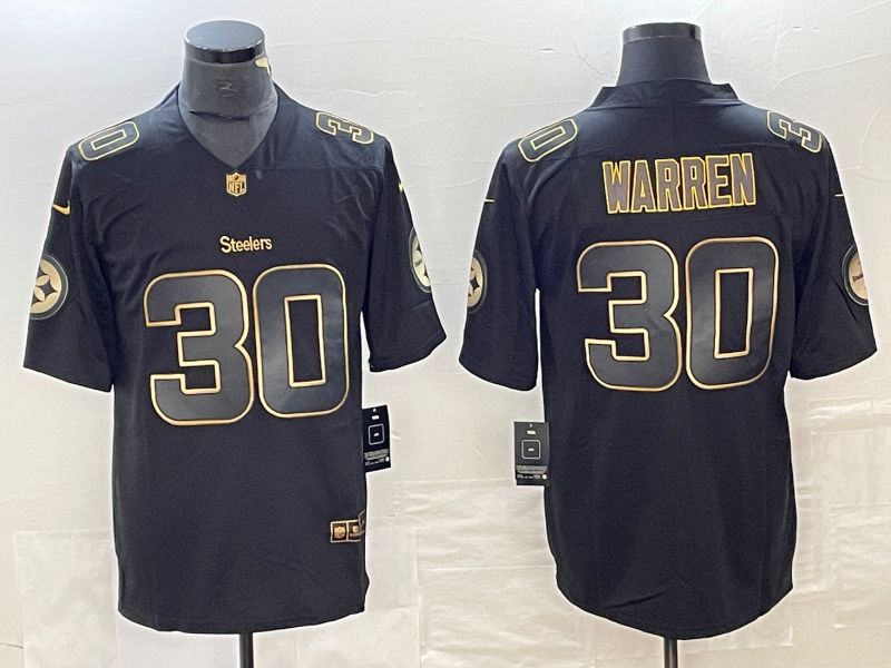 Men Pittsburgh Steelers #30 Warren Nike Vapor Limited Black Golden NFL Jersey->pittsburgh steelers->NFL Jersey